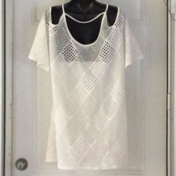 SPIAGGIA DOLCE Lace Crochet Coverup Tunic Dress Strappy Womens Large - Picture 4 of 8